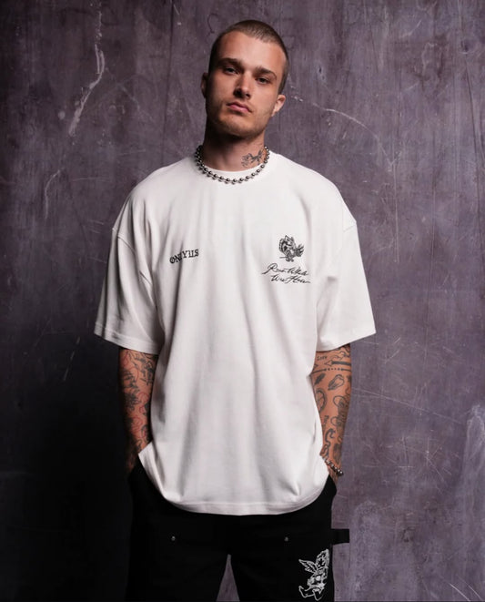 Wolves Among Roses "Side-By-Side" Oversized Tee in Cream