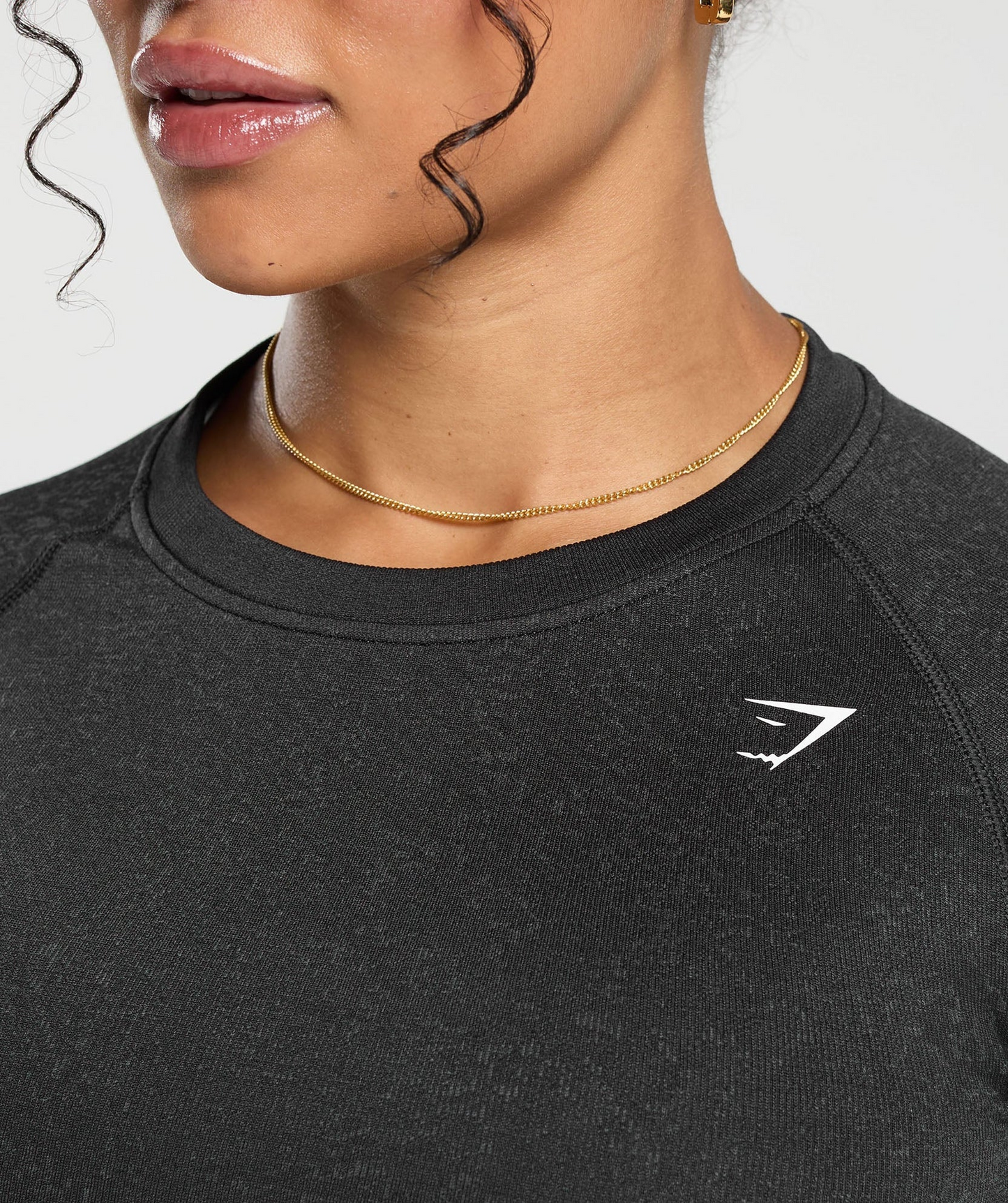 Adapt Fleck Seamless Long Sleeve Crop Top (Negro)