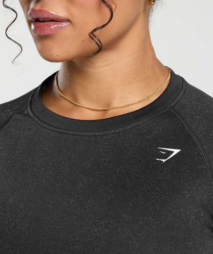 Adapt Fleck Seamless Long Sleeve Crop Top (Negro)