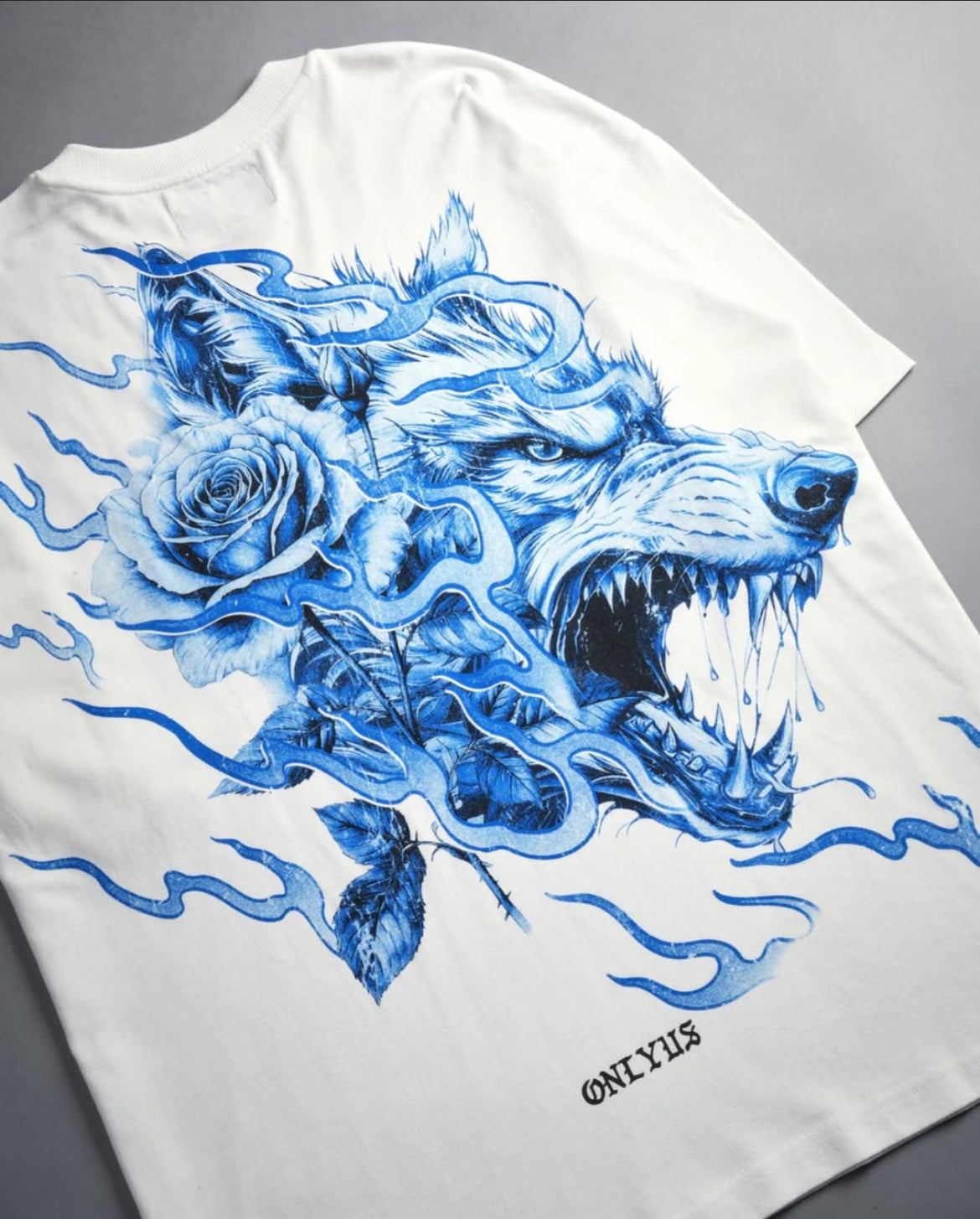 Wolves Among Roses "Side-By-Side" Oversized Tee in Cream