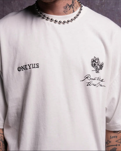 Wolves Among Roses "Side-By-Side" Oversized Tee in Cream