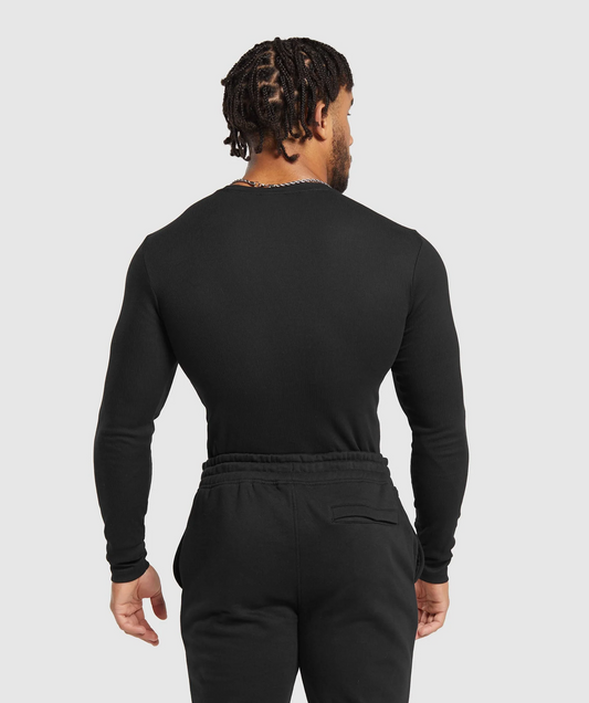 Ribbed Long Sleeve T-Shirt (Negro)