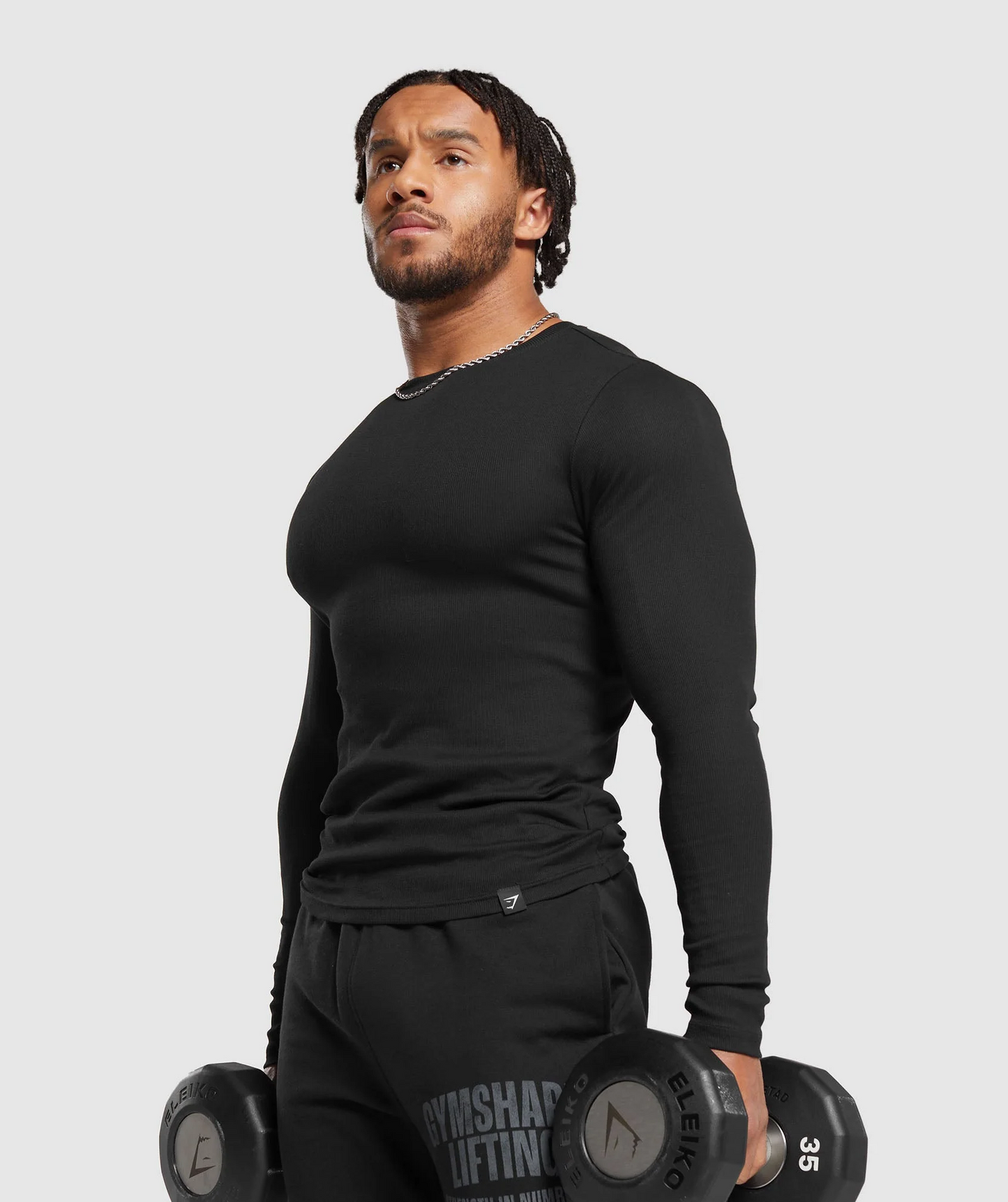 Ribbed Long Sleeve T-Shirt (Negro)