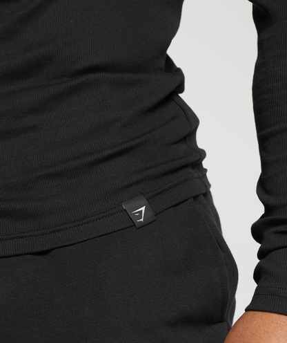 Ribbed Long Sleeve T-Shirt (Negro)